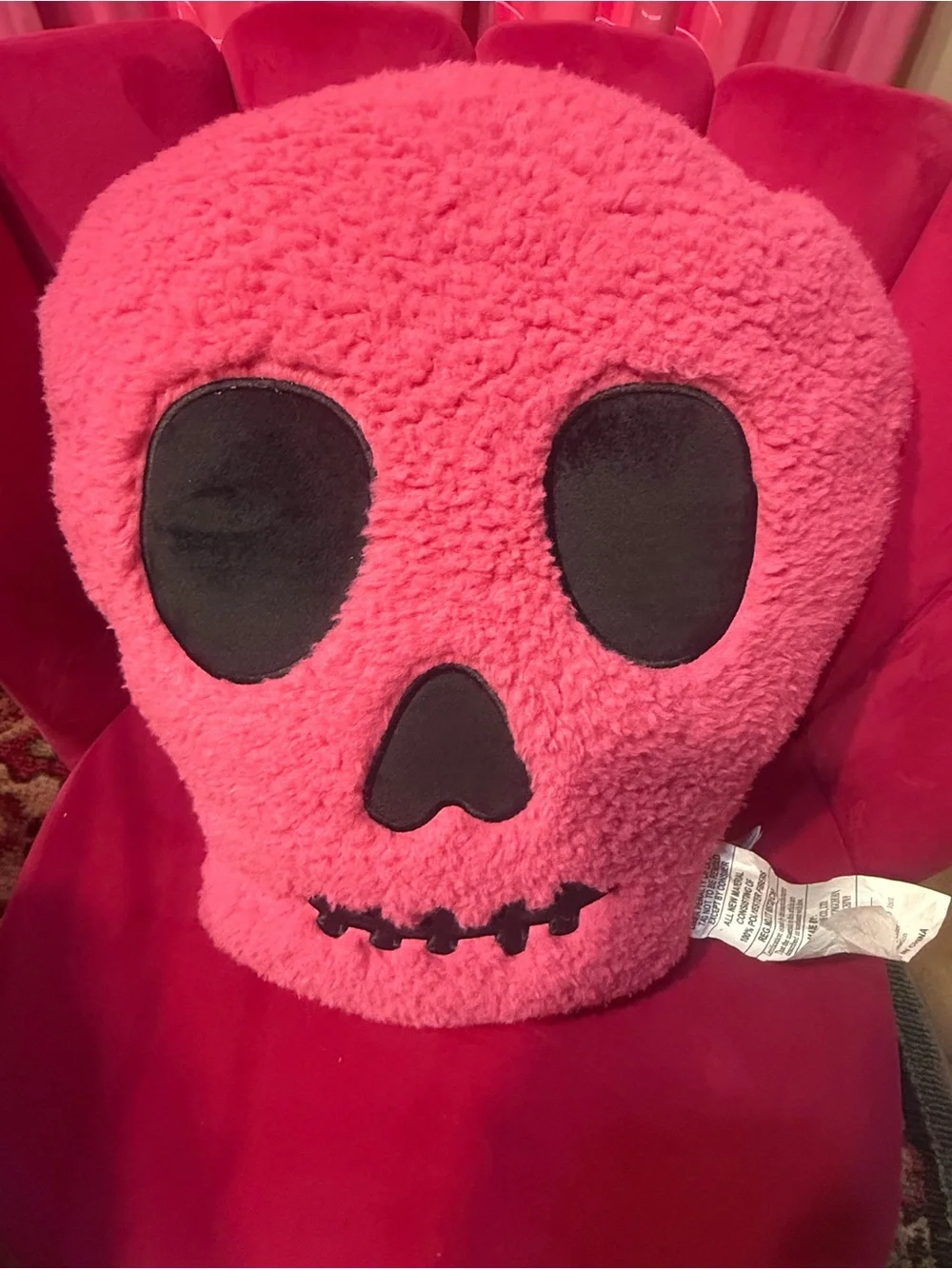 Pink Fuzzy Skull Throw Pillow (2 pillows)